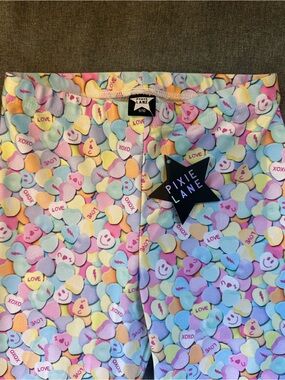 Pixie Lane Girls Pastel Conversation Heart Leggings Size 9/10